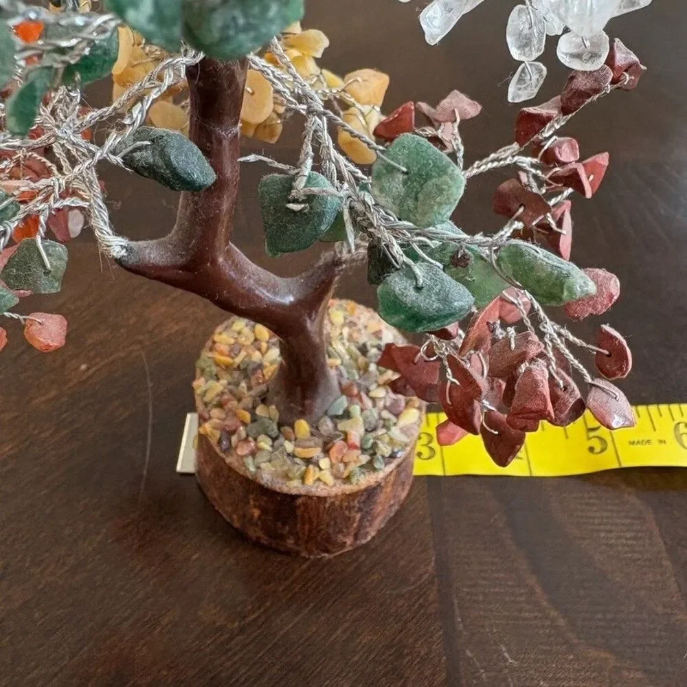 Seven Chakra Reiki Healing Crystal Golden Wire Gemstone Tree Stability & Peace